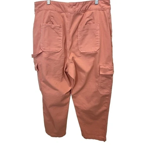 STYLE & Co Hi Rise Straight Leg Coral Carpenter Pants Size 16 - Picture 3 of 4